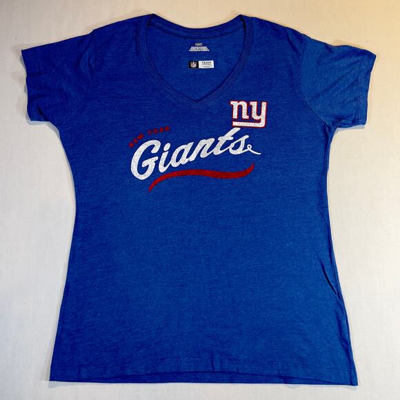 NFL Team Apparel Woman's Large NY Giants Blue Short Sleeve T-Shirt - Picture 2 of 11